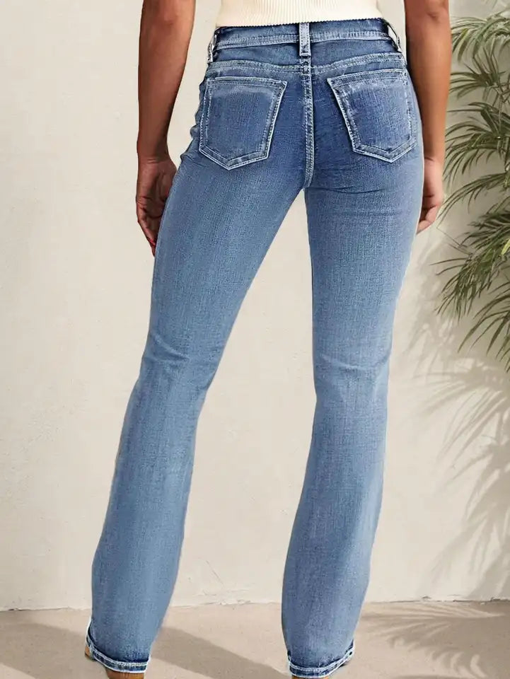 New Women's Casual Button Pocket Jeans - High-Quality Straight-Leg Denim Pants for Everyday Wear - Best-Selling Trendy Jeans for