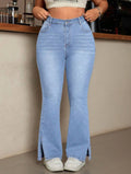 Y2k Jeans For Woman High Waist Slim Fit Bootcut Denim Pants Elegant Fashion Flared Trousers with Slit Hem Trendy Style