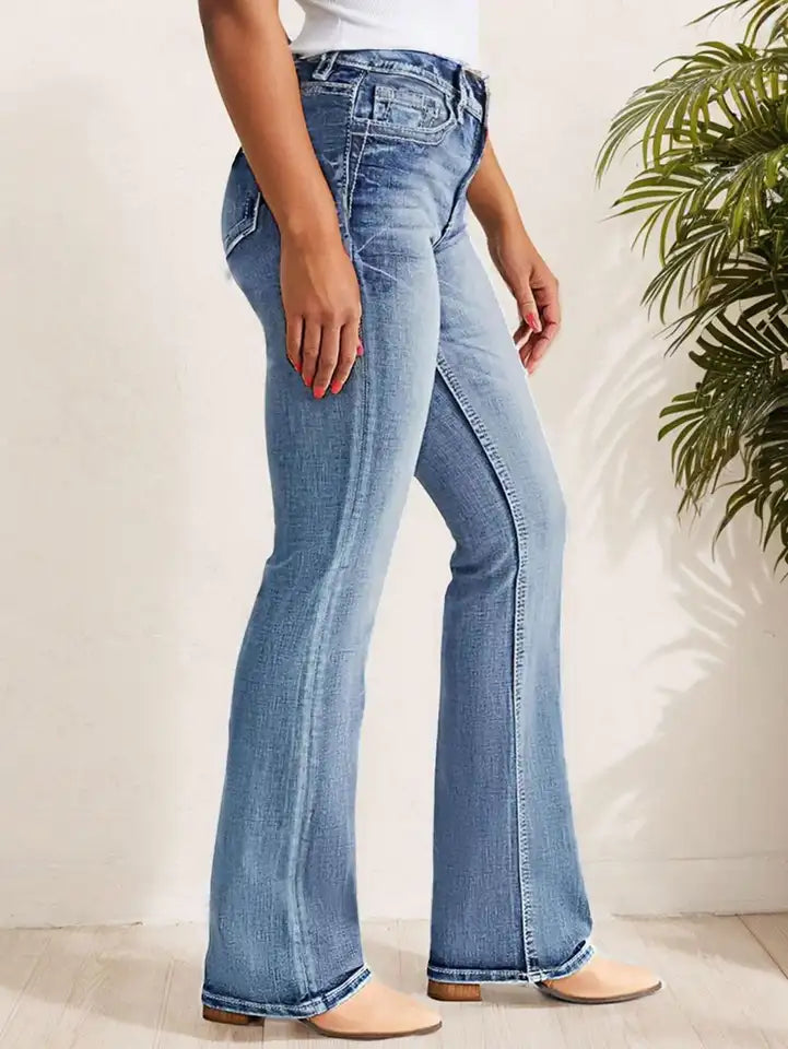 New Women's Casual Button Pocket Jeans - High-Quality Straight-Leg Denim Pants for Everyday Wear - Best-Selling Trendy Jeans for