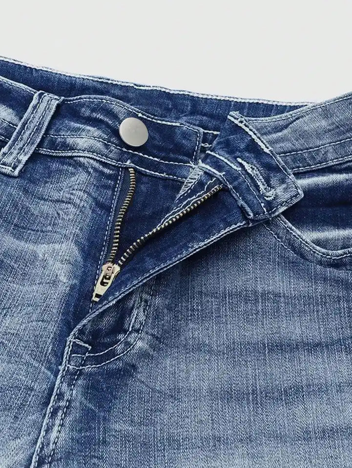 New Women's Casual Button Pocket Jeans - High-Quality Straight-Leg Denim Pants for Everyday Wear - Best-Selling Trendy Jeans for